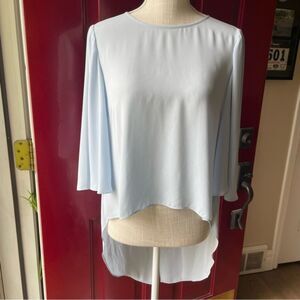 BCBG MaxAzria Flowing with Ties in Back Bat Wing Long Top Blouse Blue (Size S)